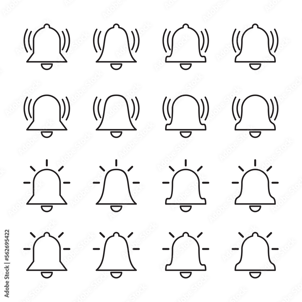 Poster notification bell icon set. new message notification icon collection, design for web vector illustra