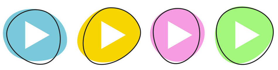 Banner mit 4 bunten Buttons: Play Button