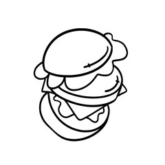 Vector Illustration of Hand drawn Burger Outline for Coloring