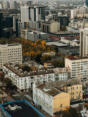 Kyiv from above. Kyiv rooftops on sunset. Image of Kyiv, capital of Ukraine