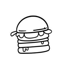 Obraz na płótnie Canvas Vector Illustration of Hand drawn Burger Outline for Coloring