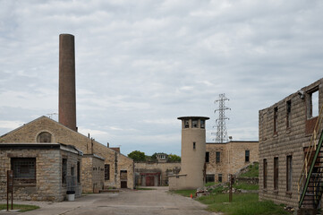 Fototapeta premium Detail of the courtyard of the old Joliet prison, famous on television