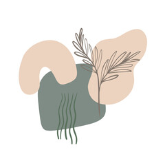 composition with abstract elements of flowers and leaves in pastel colors. great for postcards, social networks, posters, flyers. Vector illustration