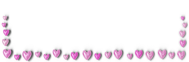 Valentine's Day Background: Frame with cute little colorful hearts on transparent background (3D Rendering)