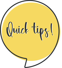 Quick tips comic speech bubble in pop art style. Comic speech. Dialog window. Yellow banner for sale.