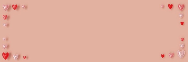 Valentine's Day Background: Frame with cute little colorful hearts (3D Rendering)