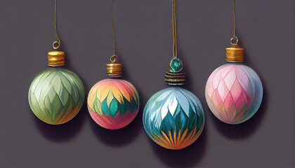 Pastel christmas tree ball baubles as decoration for christmas