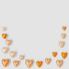 Valentine's Day Background: Frame with cute little colorful hearts (3D Rendering)