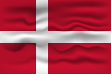 Fototapeta premium Waving flag of the country Denmark. Vector illustration.