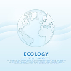 concept of blue world earth day eco or ecology vector paper cut style blue background. concept vector world earth day eco or ecology vector paper cut style environment background