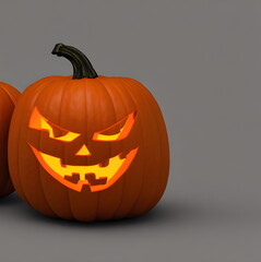 3d rendering illustration of carved Halloween pumpkin, generative ai