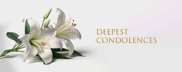 Funeral - Lily On White Background - Deepest Condolences (Generative AI Art)