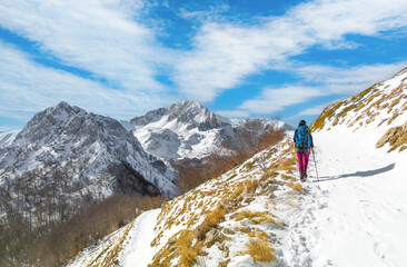 Rieti (Italy) - The summit of Monte di Cambio, beside Terminillo, during the winter with snow. Over...