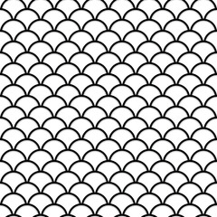 Fish scale seamless pattern. Traditional chinese sea wave ornament. Asian cloud ethnic motif.