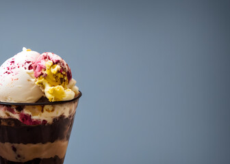 Illustration of ice cream sundae, generative ai