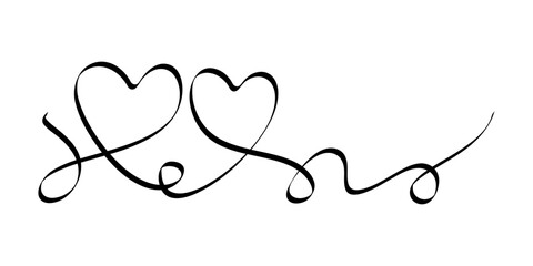 Calligraphic flourish heart. Hand drawn vintage wedding element. Swirl ornament