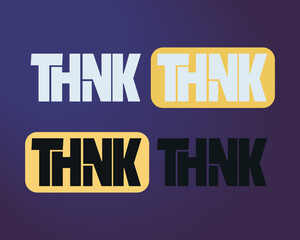 Fototapeta premium Typographic think text vector set, web button and icon design concept, isolated typography text