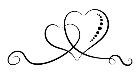 Calligraphic flourish heart. Hand drawn vintage wedding element. Swirl ornament