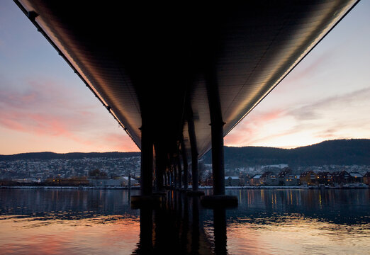 A bridge over water in Drammen, Norway.