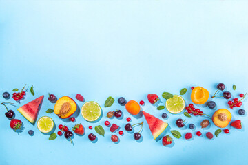 Summer  fruit and berry flatlay