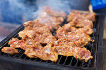 chicken wings are fried on the grill. Spring picnic