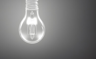 3d rendering illustration of illuminated light bulb, generative ai