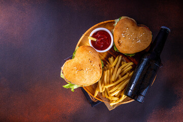 Valentine day Heart-shaped burgers