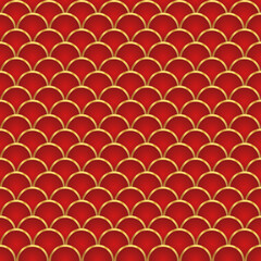 Traditional chinese fish scale seamless pattern. Asian sea wave luxury ornament.