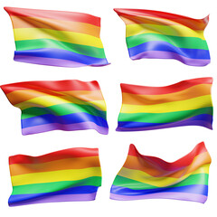 LGBT LGBTQ flag fabric cloth wave abstract 3d color colour png set