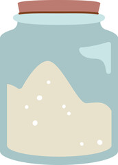 Glass jar with white sugar flat icon