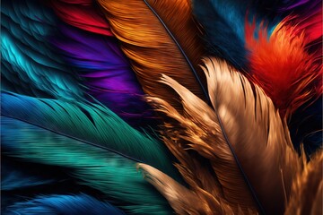  a close up of a colorful feather pattern on a cell phone case with a black background and a gold frame around the edges of the feathers is a multicolored pattern of different colors. Generative AI