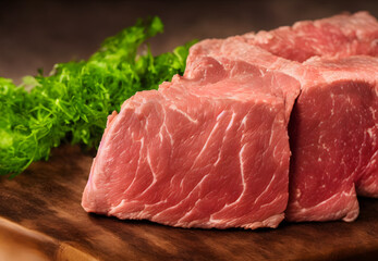 Illustration of raw beef steak, raw meat, generative ai