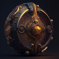 Naklejka premium Round Element steampunk, Generative AI