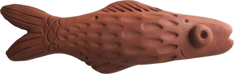 Poisson en argile rouge, modelage céramique, décoration intérieur, atelier de poterie, poisson...