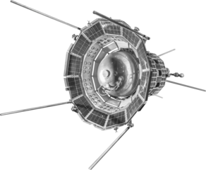 Isolated PNG cutout of a satellite part on a transparent background, ideal for photobashing, matte-painting, concept art