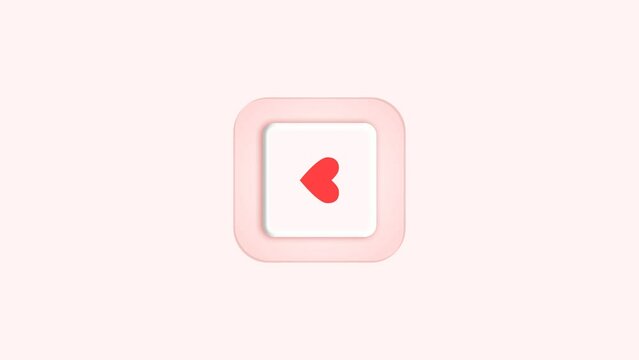 Animation or motion graphics. Cute cartoon switch button with red heart is pressed on pink background seamless vertical video