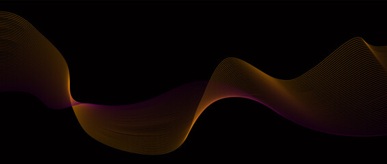 Abstract black background with parallel gradient lines. Technological modern background. Wave effect, sound vibration