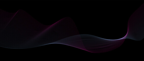 Abstract black background with parallel gradient lines. Technological modern background. Wave effect, sound vibration