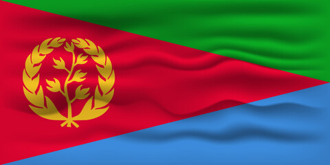 Waving flag of the country Eritrea. Vector illustration.