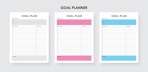 Daily and  Yearly Printable Goal planner,  Goal Setting, Goal Progress, Productivity Planner