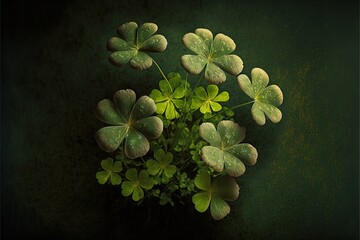  a bunch of green leaves on a green surface with a black background and a green background with a green background and a green background with a green background with a few leaves. Generative AI