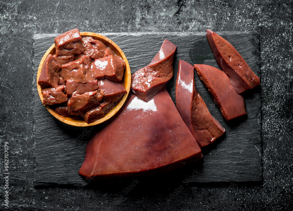 Sticker Sliced raw liver.