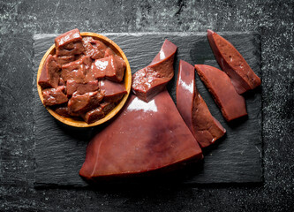 Sliced raw liver.