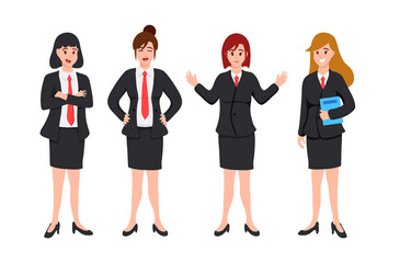 Fototapeta na wymiar Smart women wearing uniform in cartoon character,businesswomen,