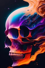 The nebula skull painting is a surrealistic work of art that depicts the universe in all its vast beauty. 