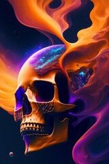 The nebula skull painting is a surrealistic work of art that depicts the universe in all its vast beauty. 