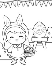 Happy Easter Kid Activity Decorated Egg Coloring Pages A4 for Kids and Adult