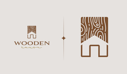 Wooden House Logo Template. Universal creative premium symbol. Vector illustration. Creative Minimal design template. Symbol for Corporate Business Identity