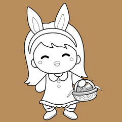 Cute Easter Kids Happy Holiday Digital Stamp