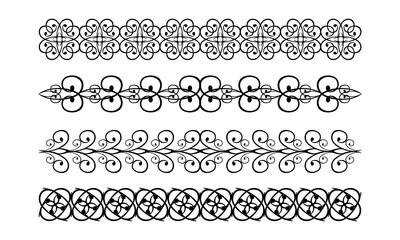 Vintage borders set, calligraphic design elements and page decorations. Calligraphic ornaments collection isolated. Vector illustration